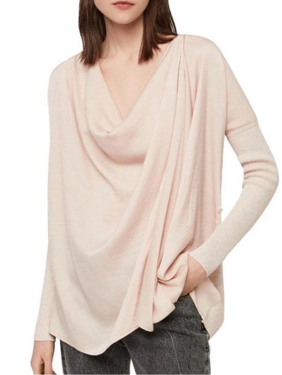 All Saints Sweaters - AllSaints Erma Cowl Neck Draped 2-Way Blouse Sweater Pink size XS designer